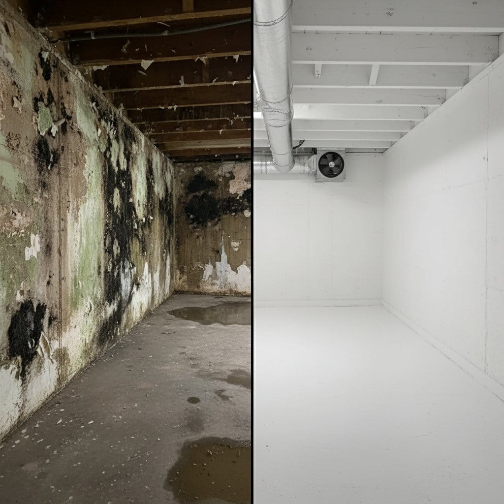 Mold Removal & Remediation restoration — crawl space of multi-family property in Hackensack, NJ