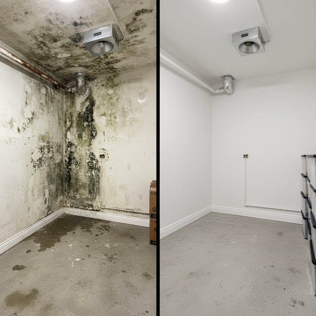 Attic & Crawl Space Mold Removal restoration β utility room of split-level home in Hackensack, NJ