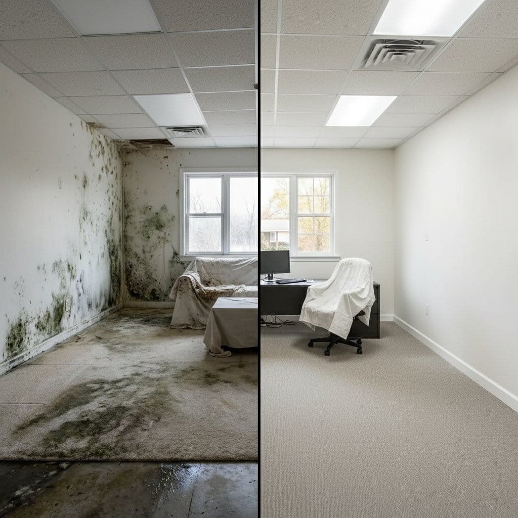 Bathroom & Kitchen Mold Removal restoration โ commercial office space of commercial property in Hackensack, NJ