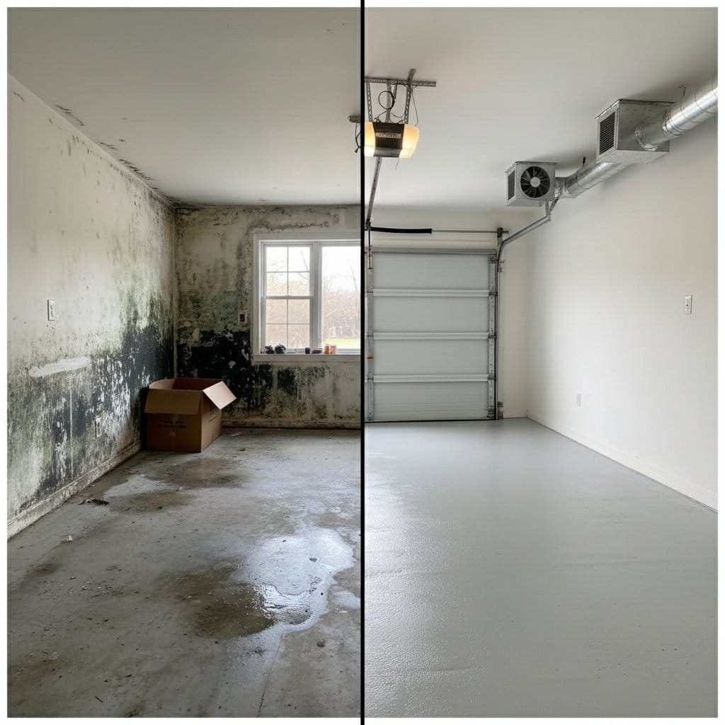 Post-Remediation Cleaning & Clearance before and after in garage, Hackensack NJ